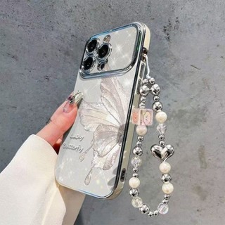 Dành Cho IPhone17 16 15 14 13 12 11 ProMaxXR XSMax 78Plus Mới màu trắng bướm lớn cửa sổ điện thoại trường hợp