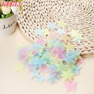 INENK 100 Cái / bộ Decal Dạ Quang, Ngôi Sao Nhiều Màu Sắc Phát Sáng Trong Bóng Tối Dạ Quang Dán Tường, Trang Trí Mầm Non DIY Dán Nghệ Thuật Treo Tường Trẻ Em Trang Trí Phòng Bé
