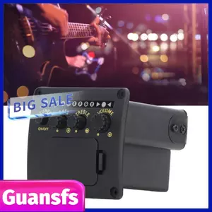 Guansfs Bộ chỉnh đàn guitar màu đen 2 băng tần EQ Acoustic cho phòng thu sân khấu thực hành với các điều chỉnh âm trầm và âm bổng Dễ dàng cài đặt Được thiết kế để tồn tại lâu dài