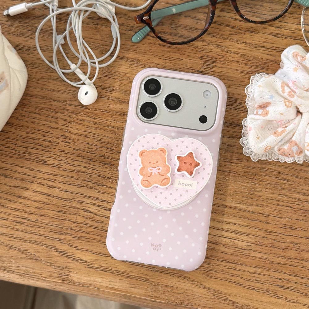 Vỏ cứng Tương thích với iPhone 13 14 14Pro 14ProMax 15 15Pro 15ProMax 16 16Pro 16ProMax 17 17Pro 17ProMax Vỏ nam châm họa tiết trái tim chấm bi màu tím