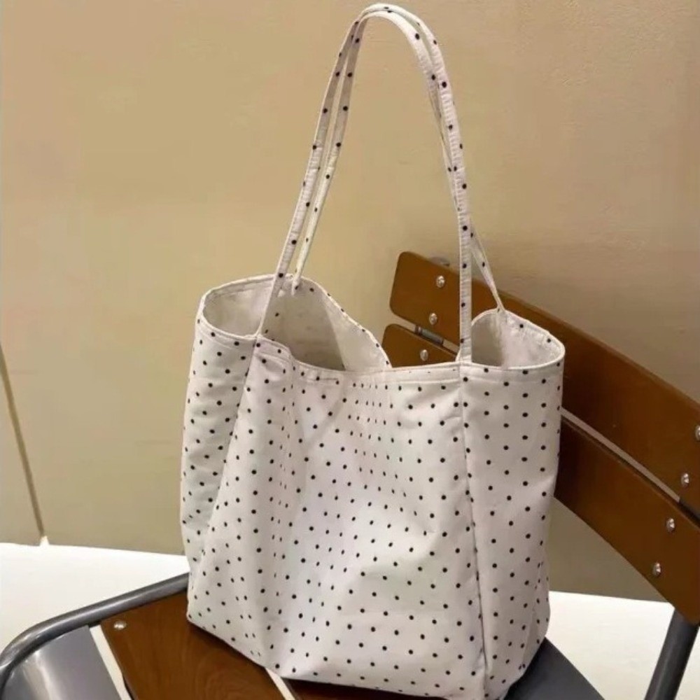 Túi đeo vai FEDAOG, Túi Tote chấm bi dung tích lớn di động, Túi xách đa năng bằng vải Canvas thời trang dành cho nữ
