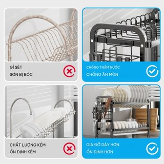 Kệ Vắt Chén Đĩa  Chất Lượng Cao, Màu Đen, Bộ Tổ Chức Đĩa Chén Nhà Bếp, Kệ Lưu Trữ Thoát Nước Tiện Lợi