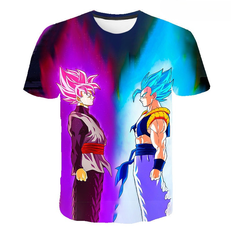 Áo Thun Unisex Họa Tiết 3D Dragon Ball, Tay Ngắn Cổ Tròn, Thời Trang Mùa Hè
