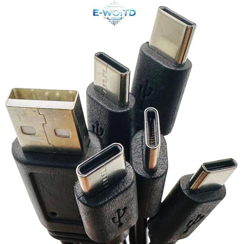 E-WOITD 1 / 2 Chiếc 20cm USB Sang Type-C Bộ Chia Cáp 2 / 3 / 4 / 5 Cổng USB C Bộ Chia Cáp USB Sang Loại C Nhiều Cáp Sạc E-WOITD