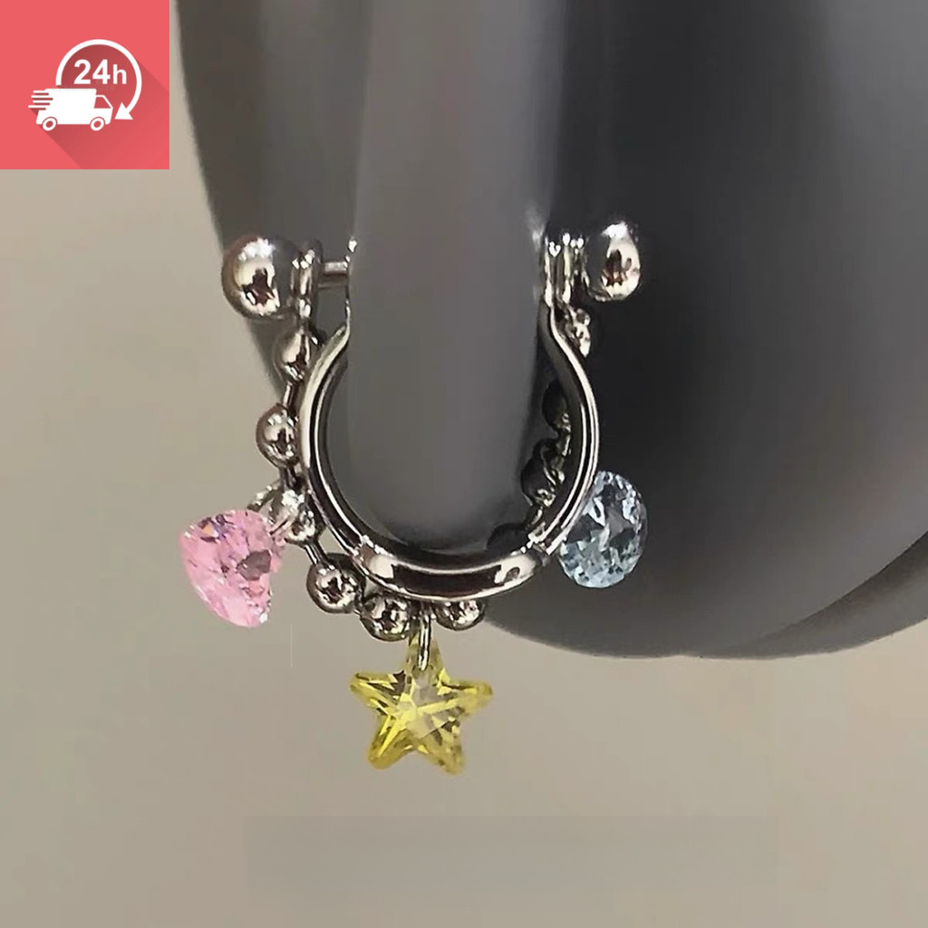 Mặt dây chuyền và bông tai ngôi sao zircon, thời trang đa dụng
