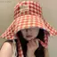 KIKIN Mũ Ngư Dân Ca-Rô Cổ Điển - Thiết Kế Hai Mặt Chống Nắng