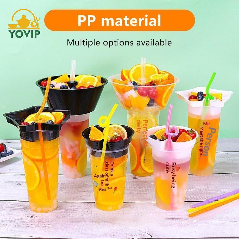 YOVIP Di Động Trà Sữa Uống Sna Cốc Bộ Bát Cho Trẻ Em Người Lớn Có Thể Tái Sử Dụng Với Ống Hút Chống Rò Rỉ Để Bảo Quản Trái Cây Sử Dụng Ngoài Trời VN