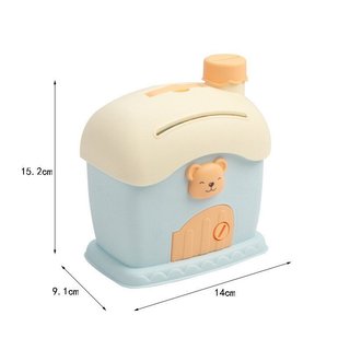 Trẻ Em Hình Ngôi Nhà Heo Đất Nhựa Hộp Bảo Quản Có Thể Khóa Đồng Xu Tiết Kiệm Đồ Chơi Màu Hồng Xanh Quà Tặng