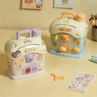 Trẻ Em Hình Ngôi Nhà Heo Đất Nhựa Hộp Bảo Quản Có Thể Khóa Đồng Xu Tiết Kiệm Đồ Chơi Màu Hồng Xanh Quà Tặng