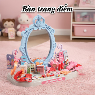 Bộ đồ chơi trang điểm trẻ em bằng nhựa ABS Giả vờ chơi Vanity Mirror 46 Phụ kiện Công chúa Cô gái