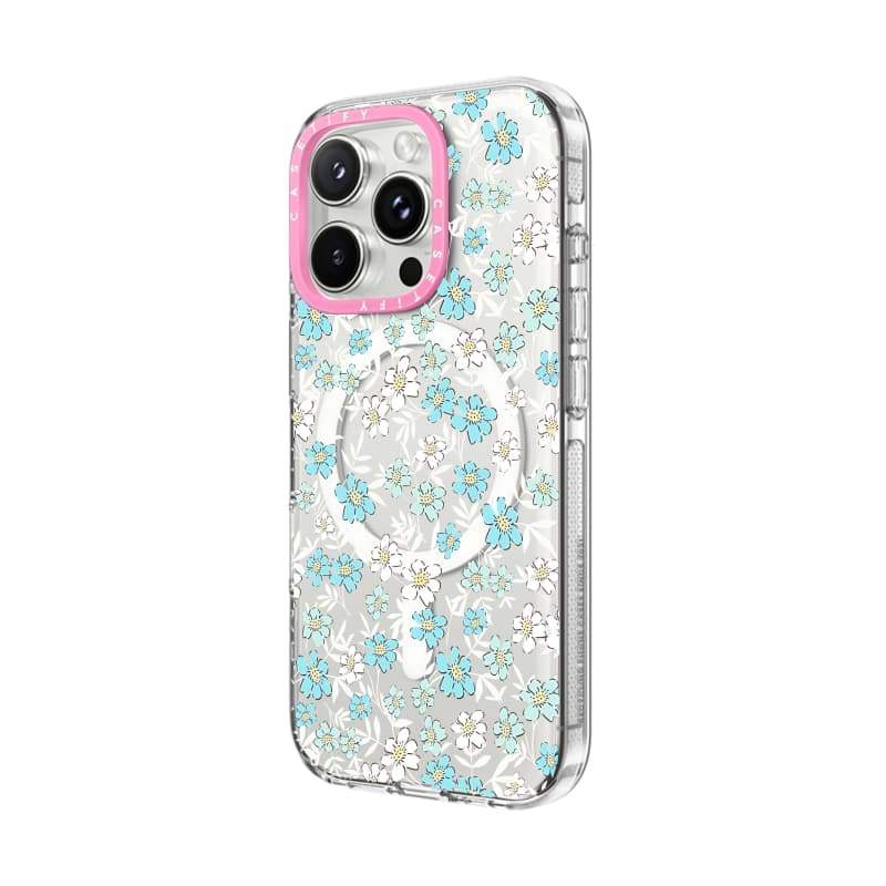 CASECASE X Đầy hoa Vỏ HỒNG CAMERA RING PHIÊN BẢN Tác động Vỏ hút từ tính trong suốt cho iPhone 17 / 16 / 15 / 14 / 13 Pro Max Air với bao bì cao cấp