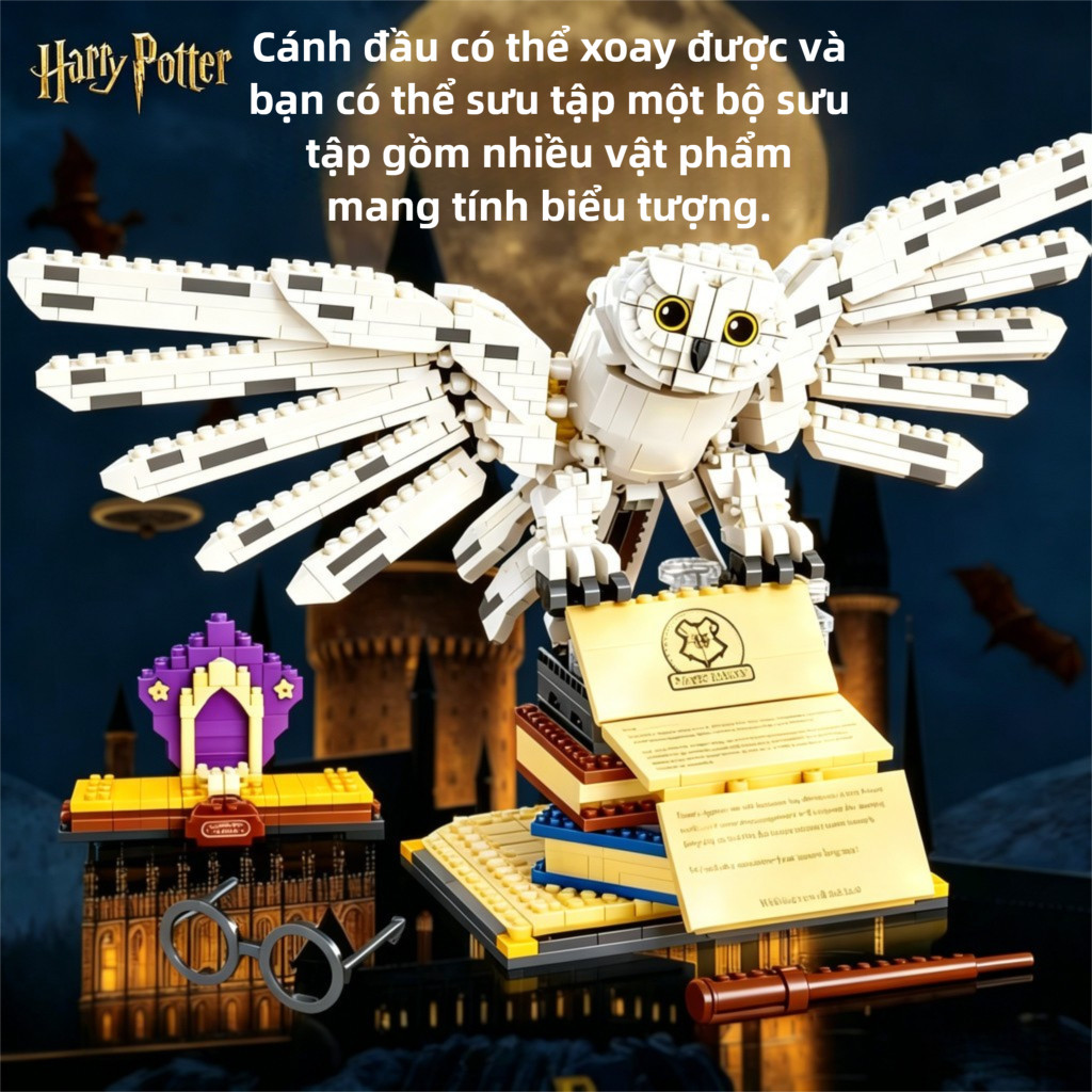 Harry Potter Bộ lắp ráp cú lông trắng đồ chơi trang trí bàn quà tặng sưu tập