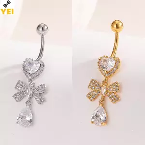 Nhẫn nút bụng bướm zircon pha lê sáng bóng, phù hợp làm trang sức gợi cảm cho nữ và bé gái, quà tặng mới lạ