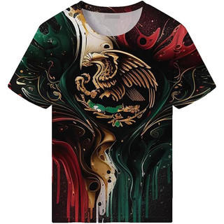 Áo thun ngắn tay nam nữ mới Áo sơ mi Aztec Mexico in kỹ thuật số 3D Áo thun ngắn tay thông thường Áo thun chất lượng cao