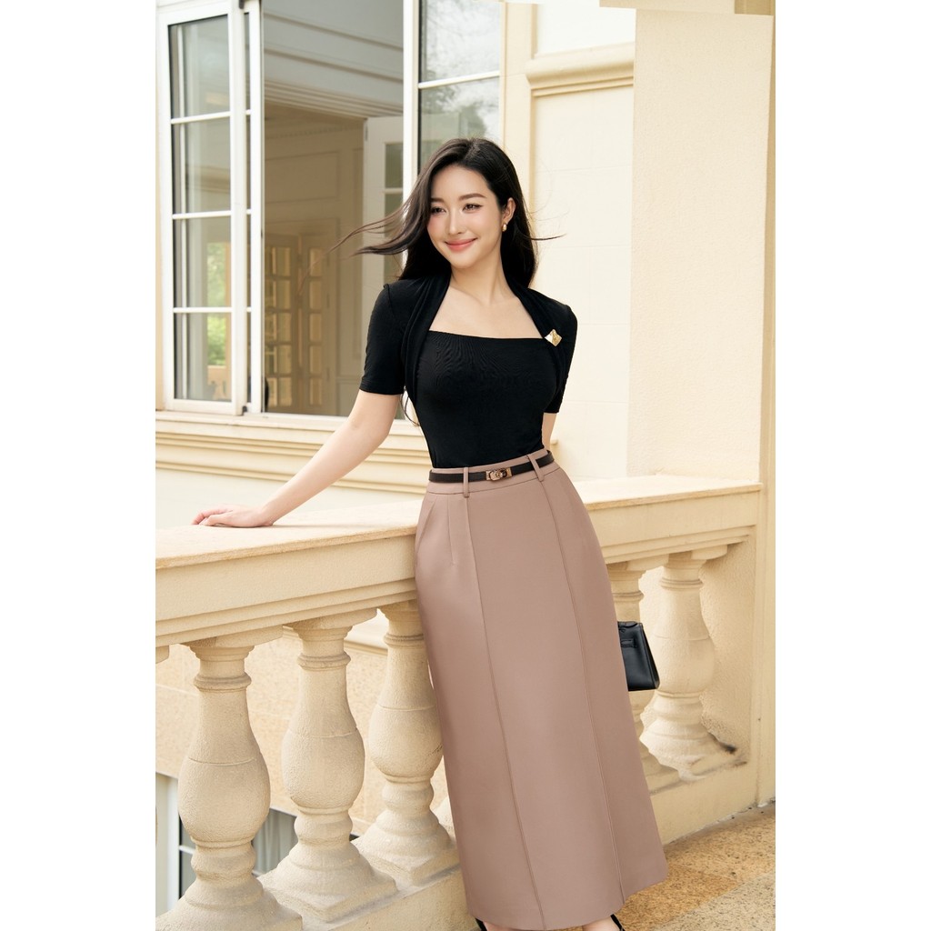 Chân váy ELLA DORA dáng A dài có túi form gọn thanh lịch công sở 3 màu ĐEN/TRẮNG/NÂU [CV183]