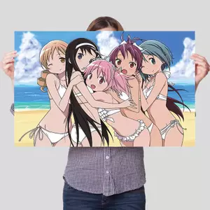 Puella Magi Madoka Magica Magical Girl Poster, Trang trí tường thẩm mỹ Anime 2D, Tranh vải chống thấm nước không khung, Hoàn hảo để trang trí phòng ngủ ký túc xá