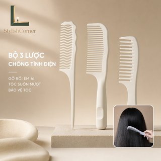 Bộ Lược Tóc Chống Tĩnh Điện PC ABS Răng Rộng Đuôi Chuột Detangling Salon Tạo Kiểu Sử Dụng Hàng Ngày