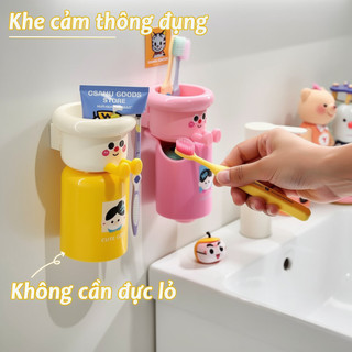 Giá đỡ bàn chải đánh răng treo tường Cốc đựng đồ phòng tắm ABS Không cần khoan Phong cách Hàn Quốc Sử dụng gia đình
