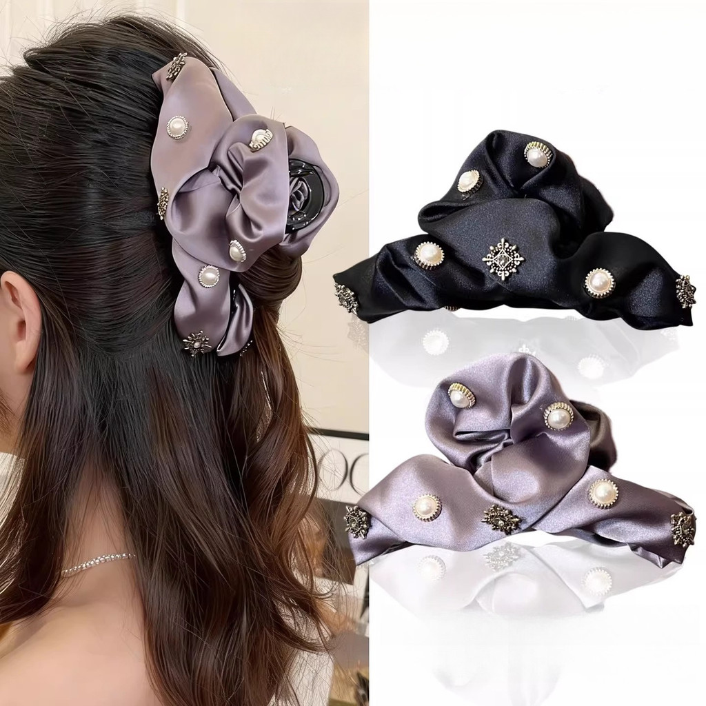 Kẹp tóc satin đầu lưng lớn với tóc xếp ly đám mây - Phong cách mới cho nàng