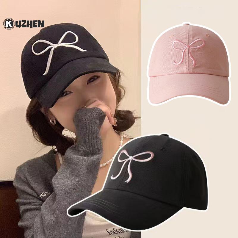 KUZHEN Ngọt Nơ Bóng Chày Cotton Có Thể Điều Chỉnh Mũ Snapba Xuân Thu Thêu Mũ Nữ Ngoài Trời Thường Ngày Mũ Chống Nắng Tấm Che Mũ HOT