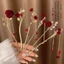 Hoa Đỏ Tua Rua Kẹp Tóc Nữ Thu Đông Mới Trung Quốc Cao Cấp Kẹp Tóc Cổ Hanfu Pan Kẹp Tóc Giáng Sinh Mũ Đội Đầu