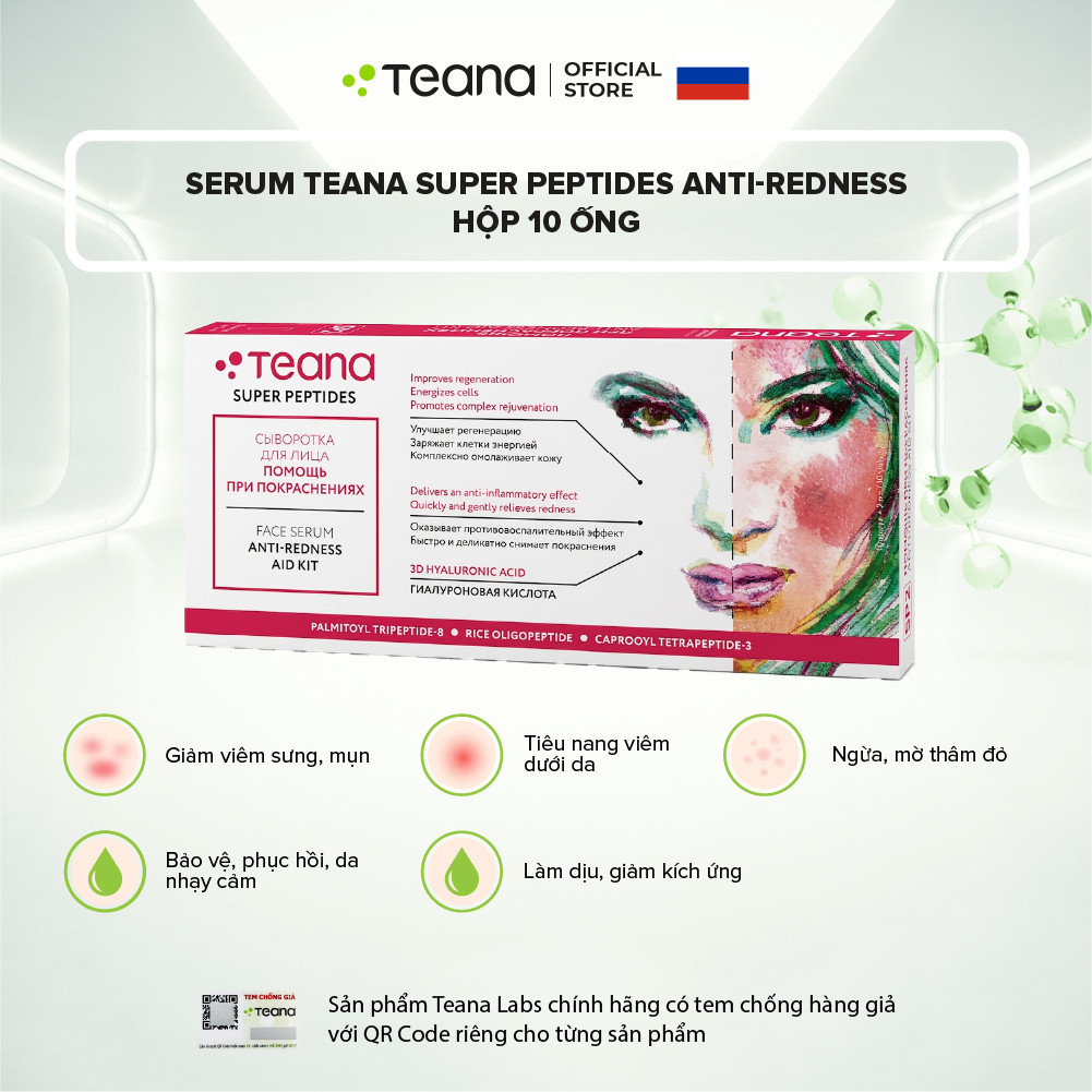 Serum Teana Super Peptides Antiredness Aid Kit giảm đỏ, sưng viêm, phục hồi da