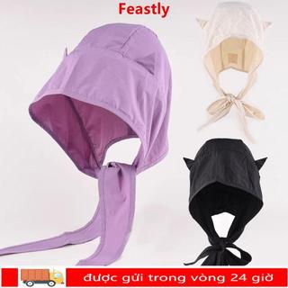 Mũ trùm đầu FEASTLY, Mũ chui đầu buộc dây quỷ nhỏ ngộ nghĩnh, Mũ bảo vệ chống nắng khô nhanh Y2K Hàn Quốc mùa hè