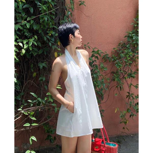 Đầm Yếm Suông Hở Lưng Linen, Đầm Yếm Cổ V Hở Lưng MyaHouse