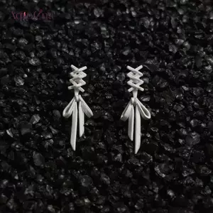 AqToCna 1 Cặp Gothic Phụ Kiện Punk Thắt Nơ Bông Tai Màu Bạc Hợp Kim Chữ Thập sel Thoáng Mát Đảng Tòn Ten Bông Tai Cho Nữ Món Quà Trang Sức AqToCna