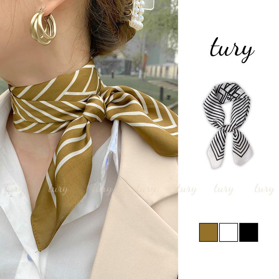 Khăn Lụa Unisex Nam Nữ 70 - Tury - Khăn Lụa Họa Tiết Kẻ Sọc - KL003