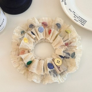 Kovoi / Phong Cách Hàn Quốc Nhiều Màu Sắc Chấm Bi Ren Vuông Khăn Scrunchy Buộc Tóc Nữ Cao Cấp Cảm Giác Buộc Tóc Quá Khổ Vuông Phụ Kiện Tóc Đầu