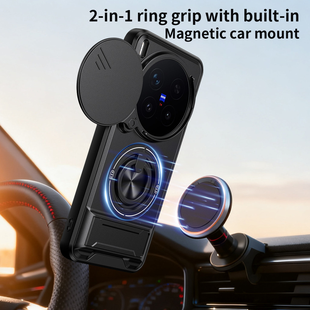 Thích Hợp Cho Vivo X300 Pro Ultra X200 FE 5G 360 Nhẫn Đứng Ốp Lưng Điện Thoại Dây Có Vỏ Máy Ảnh Gắn Xe Từ Tính Chống Sốc Bảo Vệ Toàn Diện