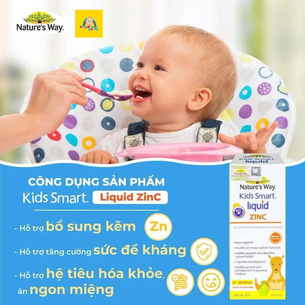 Siro Bổ Sung Kẽm Nature's Way Kids Smart Liquid Zinc Hỗ Trợ Đề Kháng Cho Bé 100ml | Babymall & Care