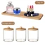 4 Cái / bộ, 3 Đũa / Quả Bóng / Miếng Lót Với 1 Khay Tre Tủ Quần Áo, Lọ Có Nắp Tre, Hộp Đựng Phòng Tắm Trong Suốt