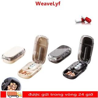 WEAVELYF Half Pill Cutter, Divider Organizer Hộp lưu trữ có thể điều chỉnh, Bộ chia máy tính bảng chống bụi thiết kế 2 trong 1 di động cho thuốc nhỏ hoặc lớn
