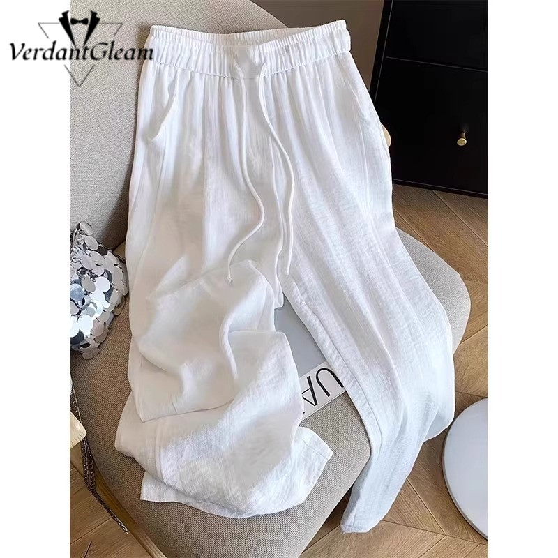 Quần VG dáng rộng rãi thư giãn cho mùa hè, vải nhẹ thoáng khí, vừa vặn
