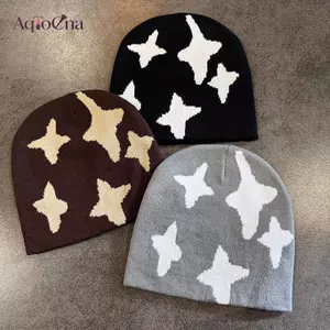 AqToCna Y2K In Mũ Dệt Kim Thu Đông Phố Mới Unisex Ấm Cá Nhân Đa Năng Thời Trang Niche Beanies AqToCna
