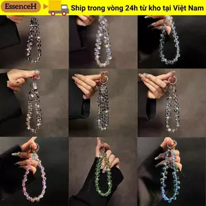 Mặt dây chuyền hạt pha lê ESSENCEH, Móc khóa hạt pha lê trong suốt đầy màu sắc, Dây buộc điện thoại có thể tháo rời lấp lánh thời trang dành cho nữ Cô gái