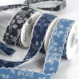 Denim In Ruy Băng Nơ Vải diy Handmade Chất Liệu Gói Quà Tặng Bó Hoa Bao Bì Ruy Băng 5.7