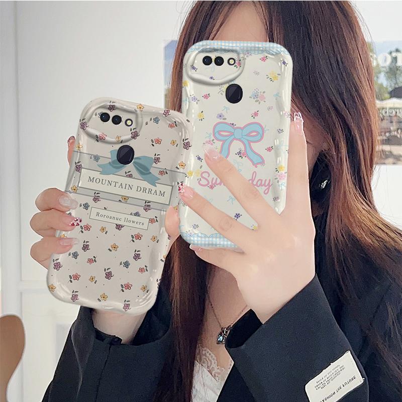Ốp Lưng Cho OPPO A5S A12 F9 F9 Pro Phim Hoạt Hình Vỏ Kem Nơ Cặp Đôi Mềm TPU 3D Sóng Silicon Vỏ Điện Thoại