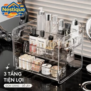 Kệ đựng Mỹ Phẩm Acrylic 3 Tầng,Trong Suốt Tối Giản,Chất Liệu PET Siêu Bền,Phong Cách Tối Giản,Lưu Trữ Son Môi Nước Hoa