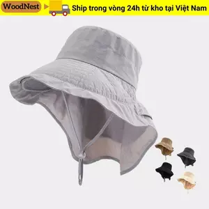 Mũ chống nắng mùa hè WOODNEST, Mũ chống nắng nữ vành rộng có thể điều chỉnh, Bảo vệ cổ Chống tia cực tím Du lịch ngoài trời Mũ đi bộ đường dài