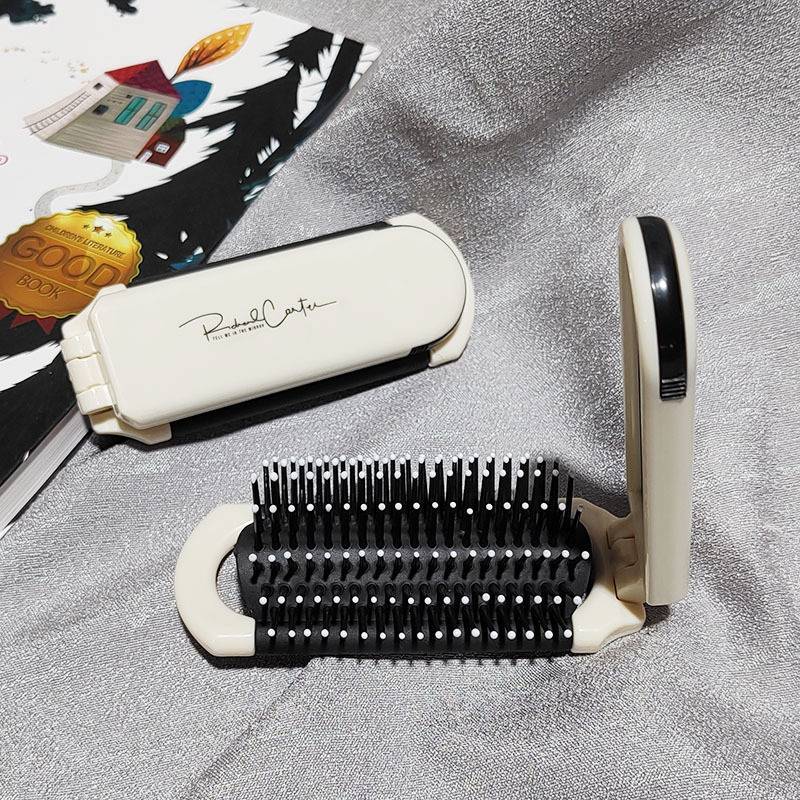 PNPIA- Bàn Chải Tóc Mini Gấp Massage Lược Đầu Massage Chống Tĩnh Điện Di Động Du Lịch Chải Tóc Cô Gái Lược Tóc Có Gương