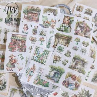 JIANWU Dream World Series Vintage Nhân Vật Phong Cảnh Hoa Cắt Dán Sách Sáng Tạo DIY Tạp Chí Văn Phòng Phẩm