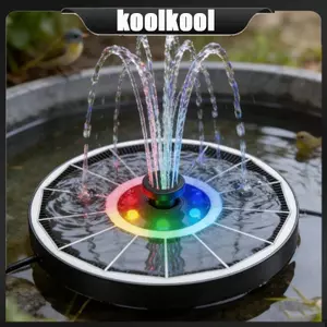 Màn hình nước hoạt động bằng ánh sáng mặt trời tròn Kool với ánh sáng màu năng động tuyệt vời cho các tính năng nước nhỏ và khu vườn