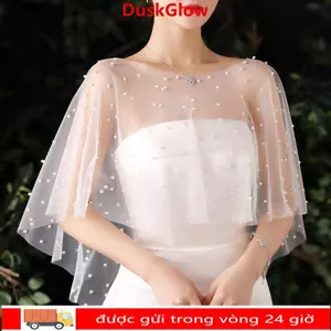 DUKGLOW Cưới Che, Đầm Ren Trang Trí Cô Dâu Váy Cưới Khăn Choàng, Áo Khoác Dự Tiệc Mềm Thời Trang Quấn Khăn Choàng Ngắn Cho Nữ Đầm