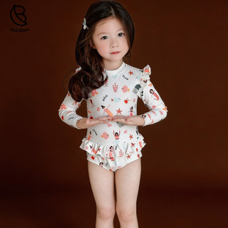 Đồ bơi xù lông bé gái 2-8 tuổi | Một mảnh dài tay khô nhanh chống clo