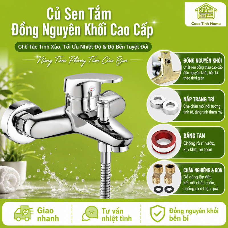 Củ Sen Tắm Đồng Nguyên Khối Cao Cấp - Chế Tác Tinh Xảo, Tối Ưu Nhiệt Độ & Độ Bền Tuyệt Đối, Nâng Tầm Phòng Tắm Của Bạn