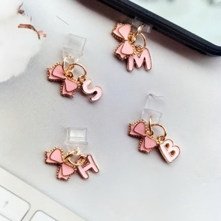 Điện Thoại Di Động Chống Bụi Cắm Tự Làm Hồng Nơ Chữ Cái Tiếng Anh A-Z Mặt Dây Chuyền Trang Trí Điện Thoại Di Động