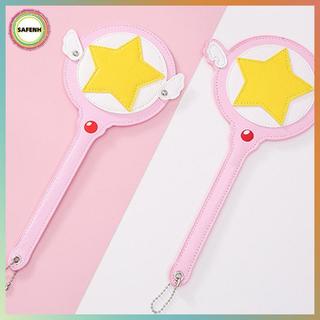 SAFENH Kawaii Cardcaptor Sakura Magic Wand Hộp đựng thẻ đồ chơi Hộp đựng thẻ xe buýt Cerberus Công chúa màu hồng Ngôi sao dễ thương Thanh đồ chơi Anime VN